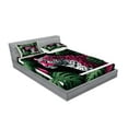 thumbnail image 2 of Ambesonne Leopard Fitted Sheet & Pillow Sham Set, Abstract Jungle Wild Cat, King, Emerald Magenta and Black, 2 of 2