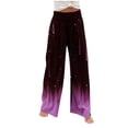 thumbnail image 4 of XFLWAM Women's Casual Wide Leg Palazzo Pants High Waisted Smocked Lounge Trousers with Pockets Black Purple XXL, 4 of 6