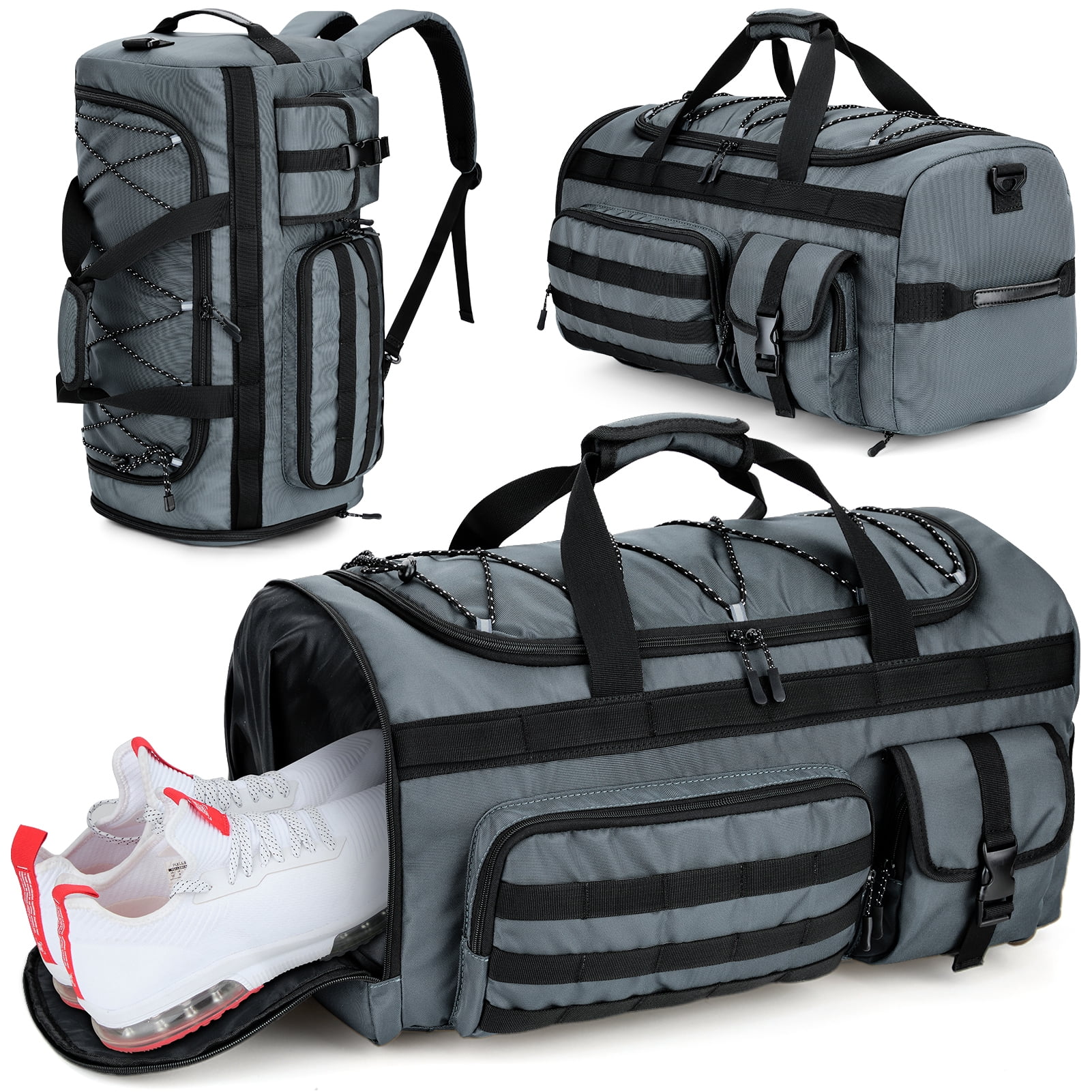 Gonex 45L Travel Duffel Bag for Men, 3 in 1 Gym Bag Backpack with Shoes Compartment for Sports Weekender Workout