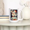 thumbnail image 3 of 15 fl oz Ceramic Mug, Tattoo Santa, Retro Christmas, Dishwasher & Microwave Safe, 3 of 5