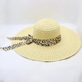 thumbnail image 3 of Lolmot Women Beach Hat Big Brim Straw Hat Sun Floppy Wide Brim Travel Hats Leopard Print Bowknot Summer Beach Cap Panama Hat Sun Protection Hat, 3 of 5