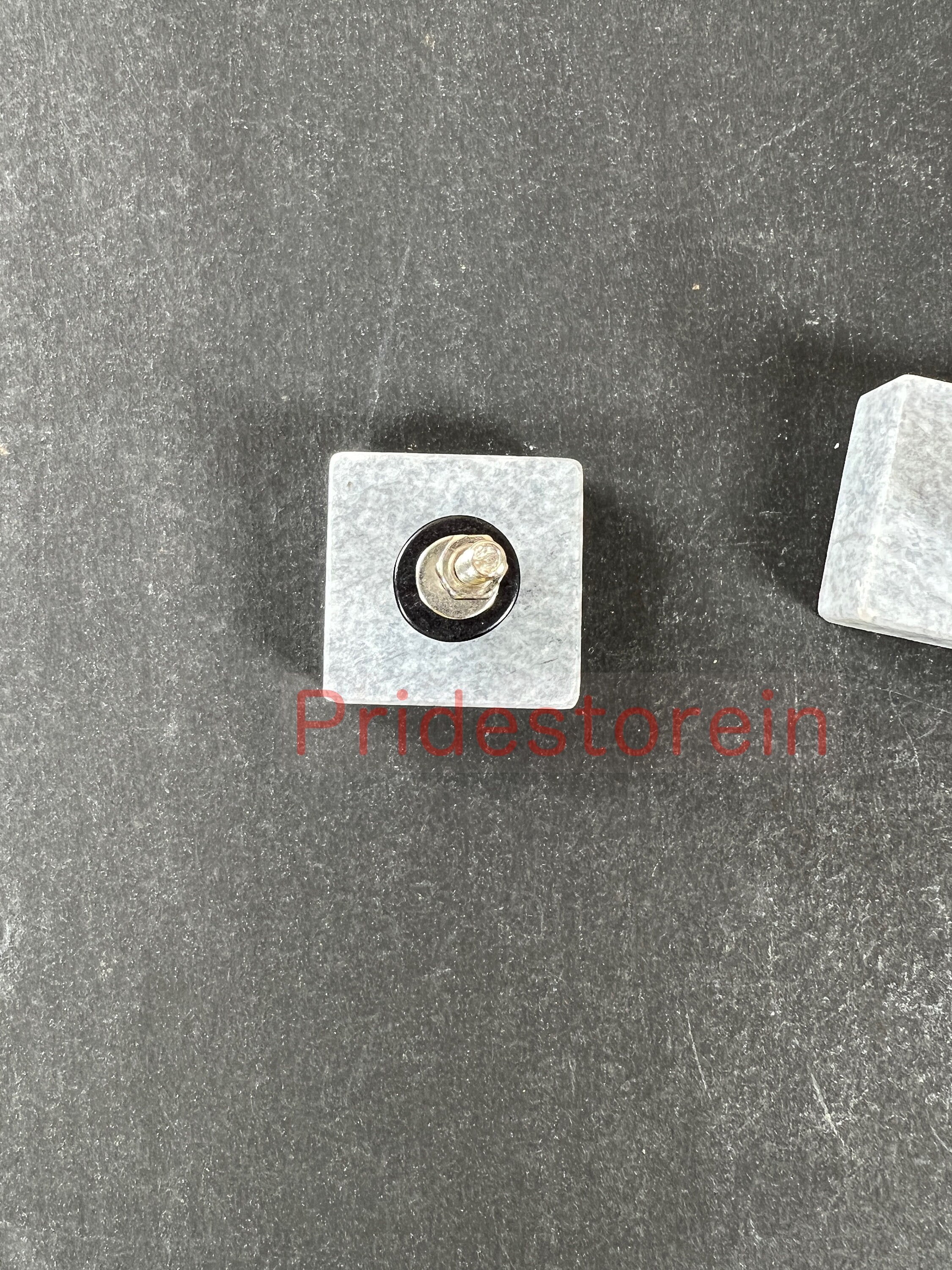 5 Marble Round and Sqaure Stone Brass Knobs, Grey Brown Color, Home Decor Cabinet Knobs for Furniture, Nuts & Bolts Included