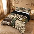 thumbnail image 2 of meiyoeat Retro Woodland Deer Queen Comforter Set For Adults,Rustic Mountain Bear Pine Comforter Sets Queen For Men,Black Reversible,3pcs, 2 of 7