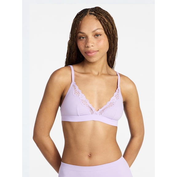 No Boundaries Fit Stretch Triangle Bralette with Lace, Women's XS-3XL