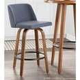 thumbnail image 6 of Set of 2 Gray Fabric with Wood Legs and Chrome Footrest Toriano Counter Barstools 35", 6 of 13
