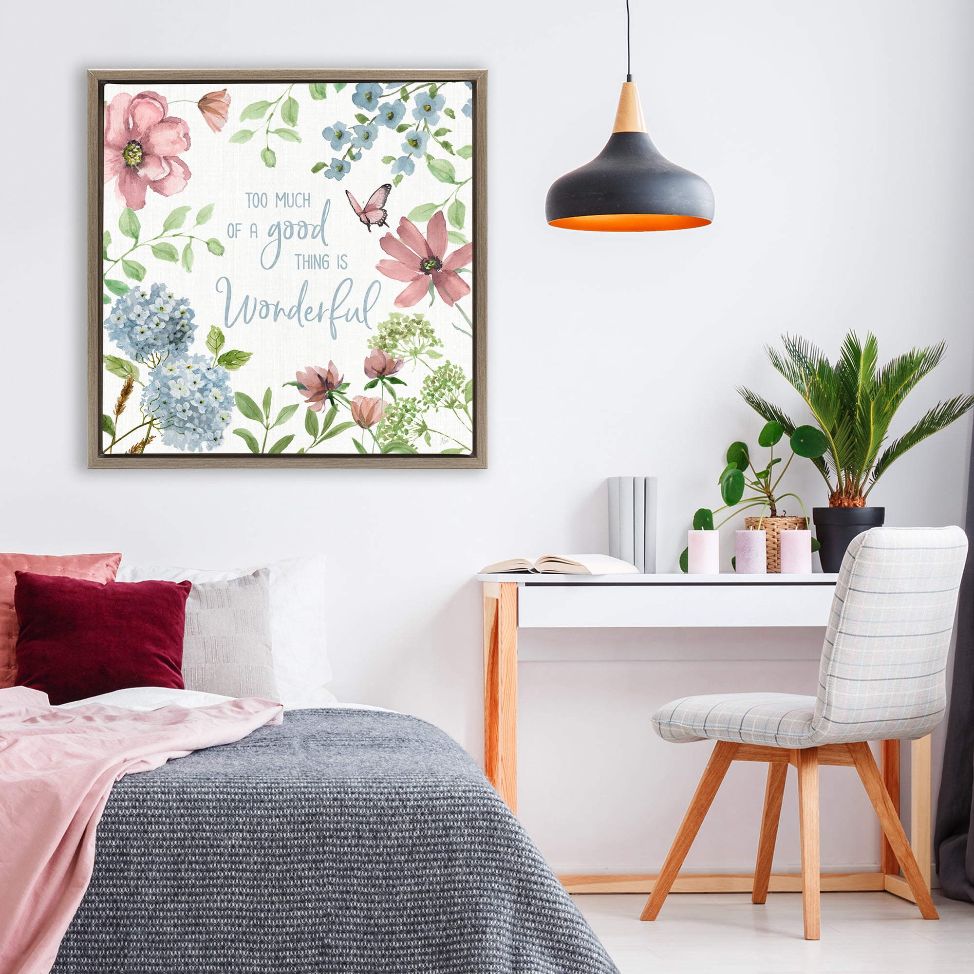 Stupell Industries Too Much Of A Good Thing Brown Framed Floater Canvas Wall Art, design by Nan