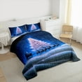 thumbnail image 4 of Manfei Snowflake Xmas Tree Bedding Comforter Set for Kids, Magical Santa Claus Twin Comforter Sets, Blue Dreamy Christmas Reindeer Reversible Bedding Set, Luxury Bedroom Decor, 2 Pieces, 4 of 9
