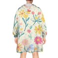 thumbnail image 2 of Wearable Oversized Blanket,Pioneer Flower Floral Print Pattern Wearable Blanket Hoodie for Adults,Cozy Hooded Blankets with Super Pockets,Super Warm Fuzzy Pullover for Women & Men, 2 of 6