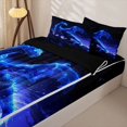 thumbnail image 3 of Homewish Glowing Starry Blue Dragon Zipper Twin Comforter Sets with Fitted Sheet and 2 Pillowcases For Boys And Girls,Blue Cosmic Fantasy Zipper Bedding Set,Black Reversible,4 Pieces, 3 of 7