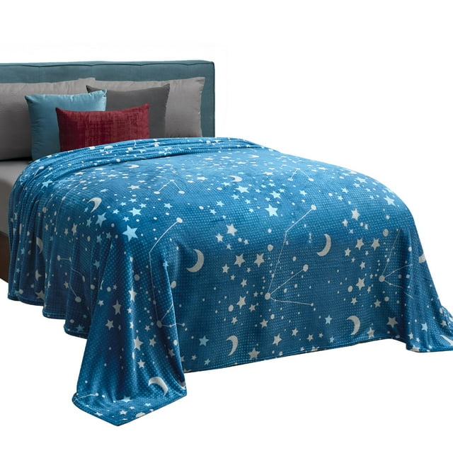 Cobertor Ligero Individual Elefantito Galaxia Color Azul Estrellas Suave Térmica