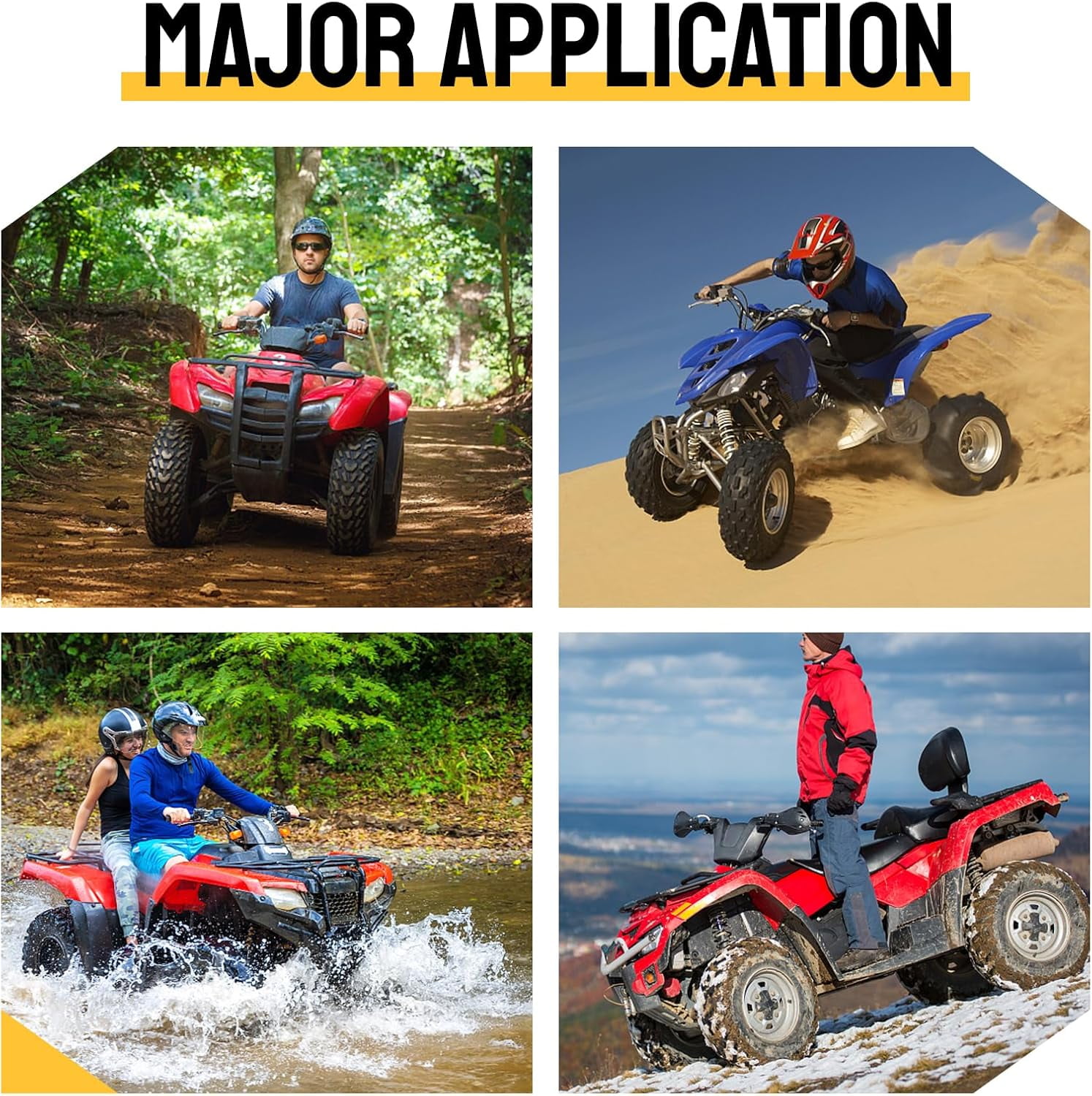 TUFFIOM Set of 4 ATV/UTV All-terrain Tires 25x8-12 Front 25x10-12 Rear, 6 PR, Tubeless