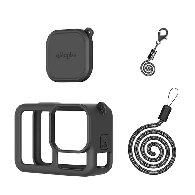 Case La Manga Silicona A Prueba Choque Con Cordón Tapa Lente para Hero 13 () Black