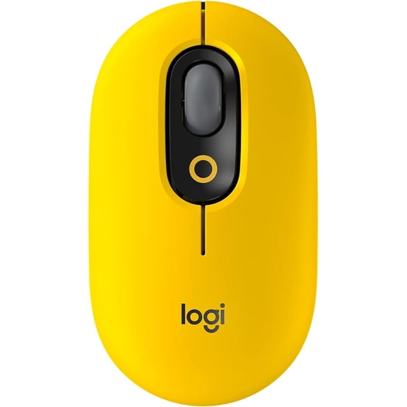 Logitech POP Mouse, Wireless optical Mouse with Customizable Emojis, SilentTouch Technology, Precision/Speed Scroll, Compact Design, Bluetooth, Multi-Device, OS Compatible - Blast Yellow