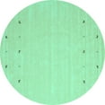 thumbnail image 1 of Ahgly Company Machine Washable Indoor Round Solid Turquoise Blue Modern Area Rugs, 6' Round, 1 of 4