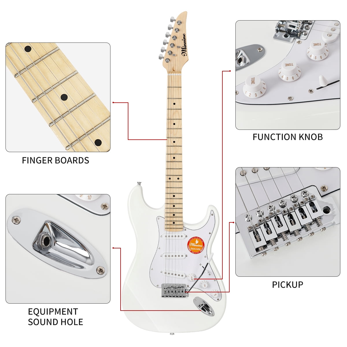 39 Inch Electric Guitar, Full Size Solid Body S-S-S Pickups 6 Strings Beginner Guitar Kit With Gig Bag, Strap, Tremolo Arm, Cable & Picks MS100 Green