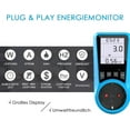 thumbnail image 3 of Contador de energía, vatímetro con protección contra sobrecarga, 3680 W, toma con gran pantalla LCD, color azul, 3 of 6