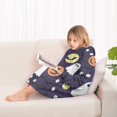 thumbnail image 4 of Halloween Ghost & Pumpkin Pattern Blanket Hoodies for Kids 6-13YR Oversize Wearable Blanket Hoodies for Boys Girls Teens, 4 of 7
