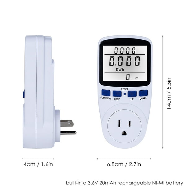 Wattmètre Prise Compteur d'Énergie, Consommation Electrique avec 7 Modes  Surveillance et Écran LCD Rétroéclairé, Surcharges de Protection pour