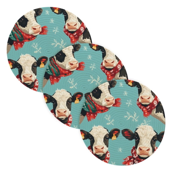 BZSMCE Mats for Pots,Pans Place Milch Cow Simple Style Pattern Pot Mats