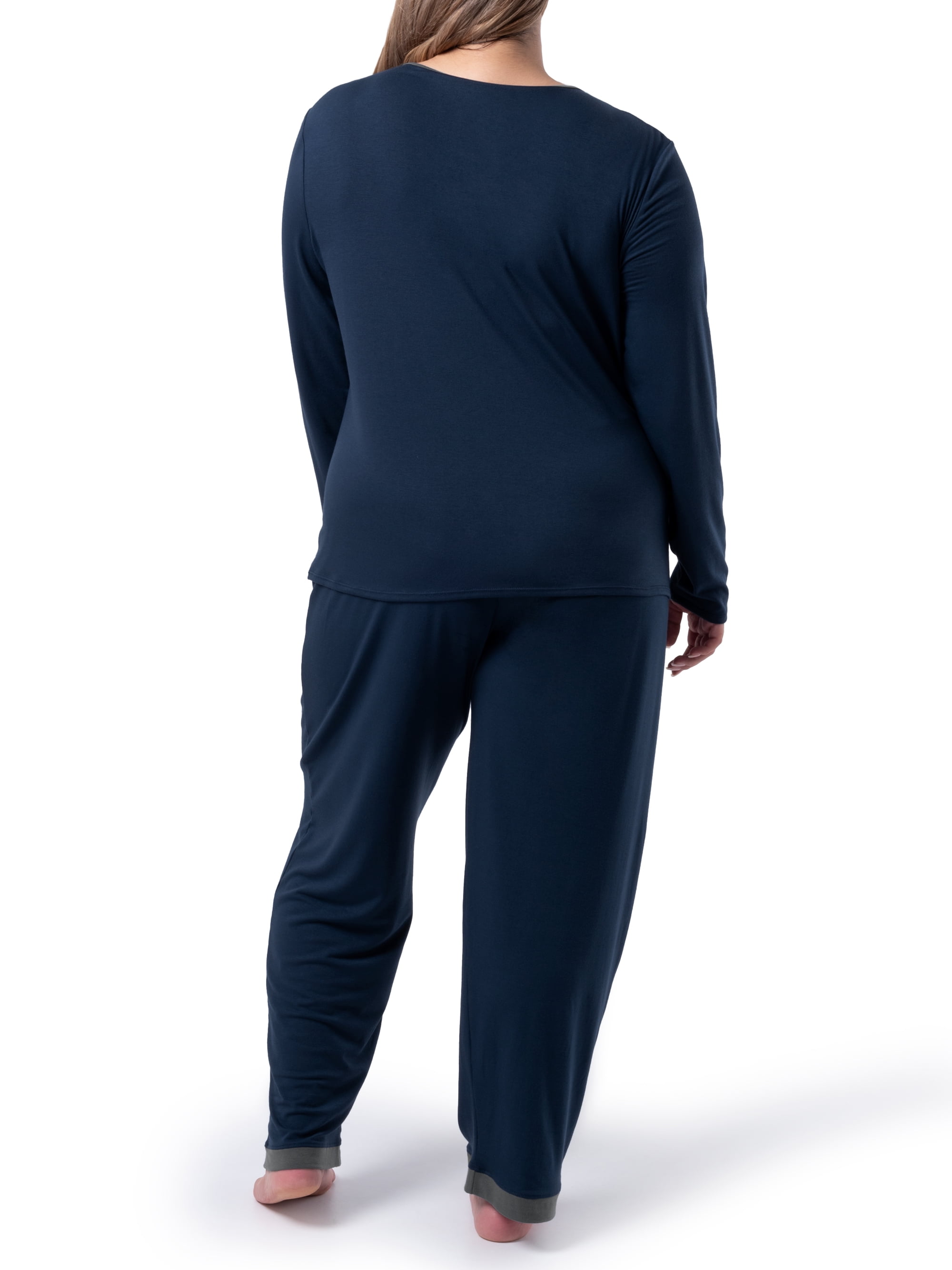 Fruit of the Loom Women's Sleep Soft & Breathable Long Sleeve Top & Pant Set, Sizes S-4X