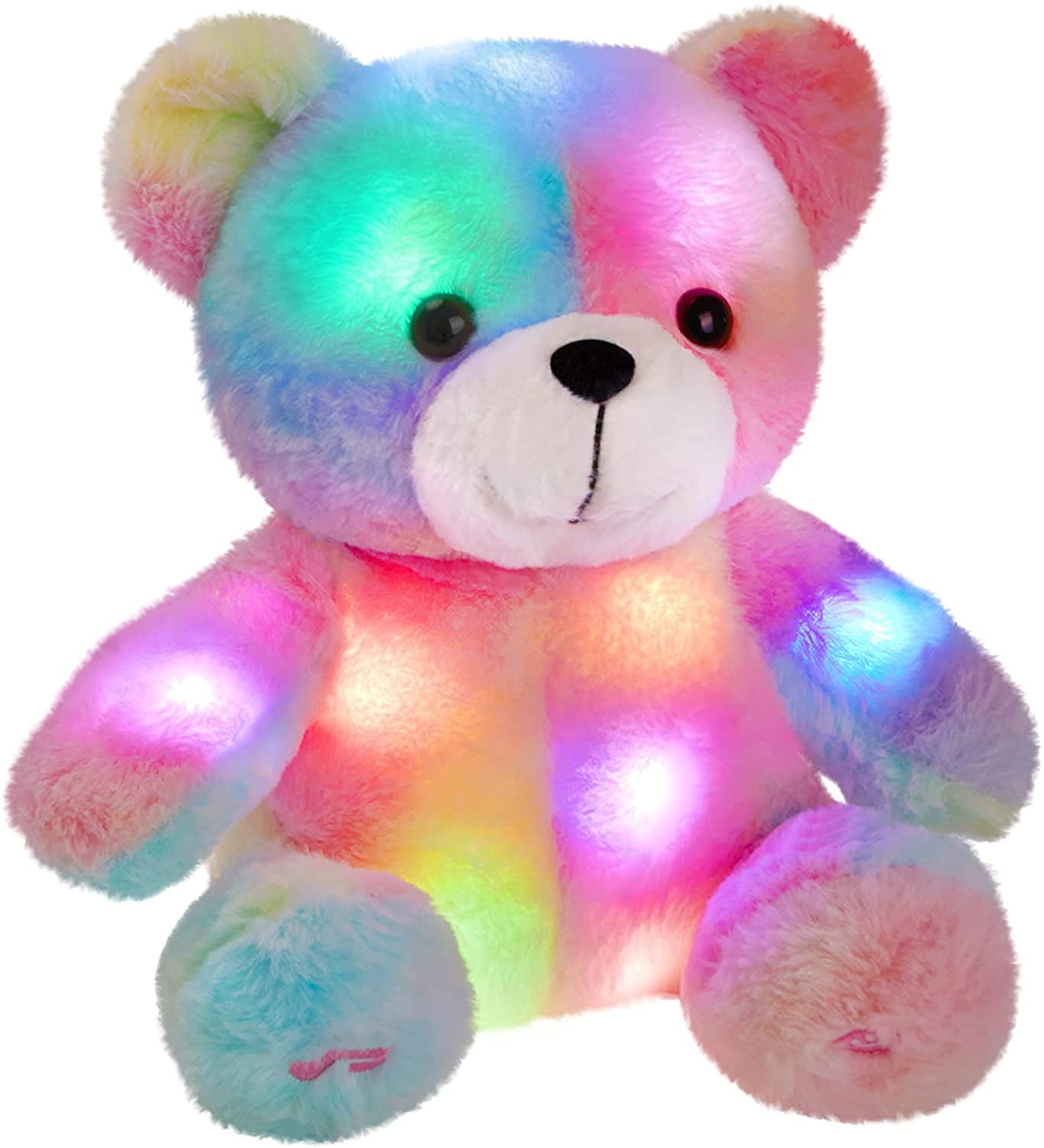 LED Teddy Bear Toy Kids 8in Night Light Stuffed Animal White Toddler Snuggie NEW 