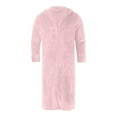 thumbnail image 4 of JTieacloth Men's Nightshirts Male Winter Coral Velvet Bathrobe Facecloth Pajamas Fluffy Ultra Comfortable Zipper Hooded Padded Thickened Longer Winter Bathrobe Pink, 4 of 5