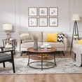 thumbnail image 3 of Side Table, Round End Table with 2 Storage Shelves Nightstand for Living Room, Accent Coffee Table, Greige, 3 of 8