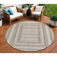 thumbnail image 2 of HomeRoots 628988 8 ft. Taupe & Ivory Geometric Washable Transitional Indoor & Outdoor Round Area Rug, 2 of 9