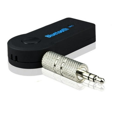 Wireless bl uetooth Music Audio Stereo Adapter Receiver for Car 3.5mm AUX Home Speaker MP3 for Car Music Sound System han dsfree Calling Built-in Mic - Black