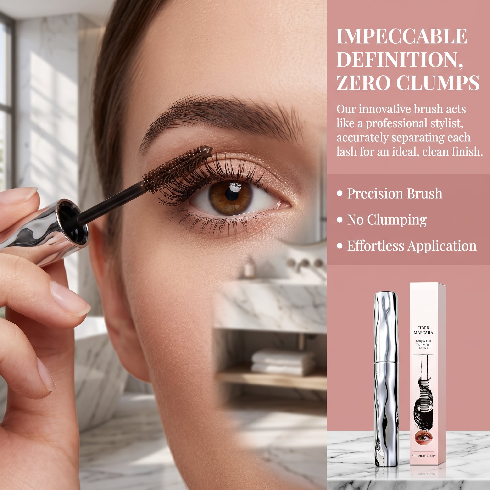 Zonoroy Volumizing Waterproof Mascara – Curling Silver Stick, Lengthening Fiber Formula, Smudge-Proof & Sweat-Proof for All-Day Wear(black 1PC)