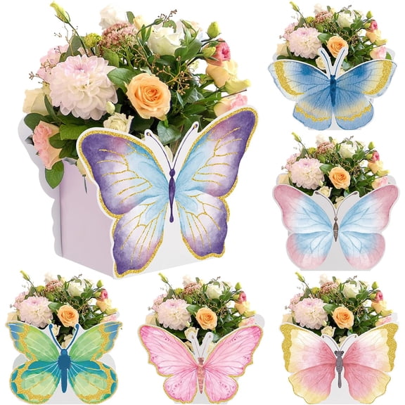 6 Pcs Butterfly Centerpieces for Baby Shower, Birthday, Tea Party Favors, Wedding Decor - Table Decorations for Themed Party Supplies (Watercolour)