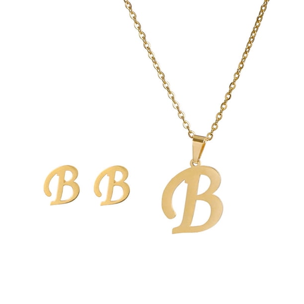 Pendientes para mujer, regalos para mujer, regalo de moda para mujer, 26 letras en inglés, nombre, cadena, collar, colgante, juego de pendientes, pulsera, collar