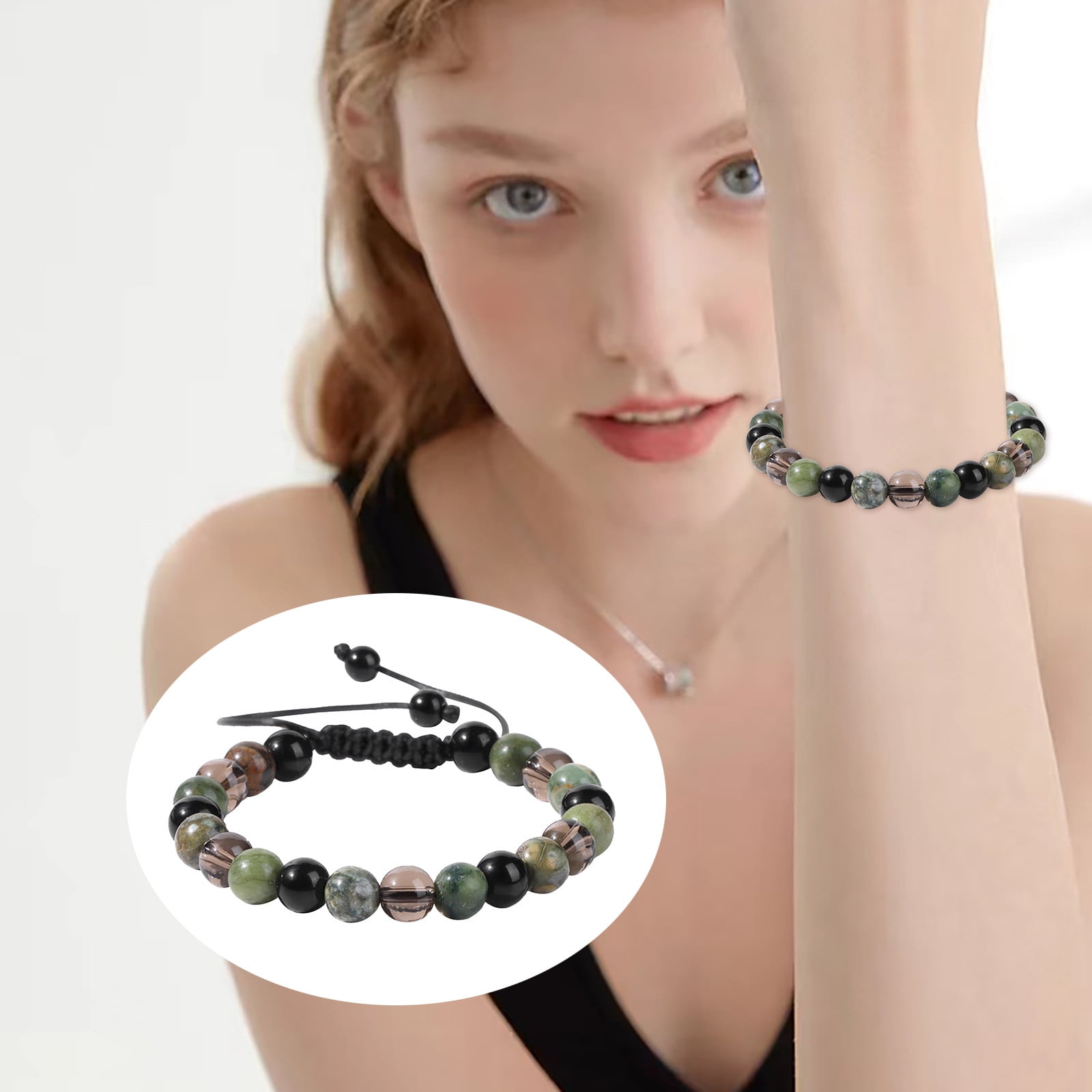 EOND Bracelets for Women Natural Stone Beads Woven Bracelet Charm Wrist Bangle Girls Accessories Holiday Gifts