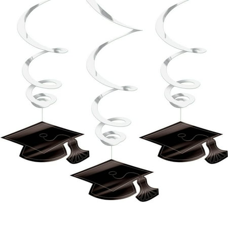 Graduation Foil Swirl White Decorations (Each)