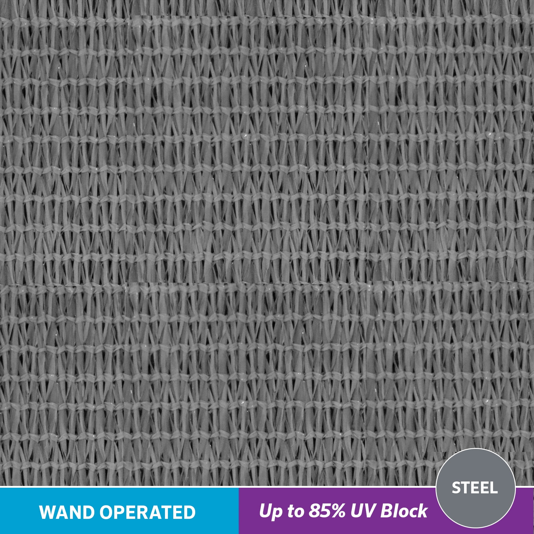 Coolaroo Wand Operated Outdoor Roller Shade; 85% UV Block, 8x6', Steel Gray, Breathable Fabric