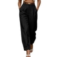 thumbnail image 2 of Guluxicc Womens Casual Tapered Pants Belted High Waisted Trousers with Button Cuffs and Pockets Solid Color Pants for Work, 2 of 7