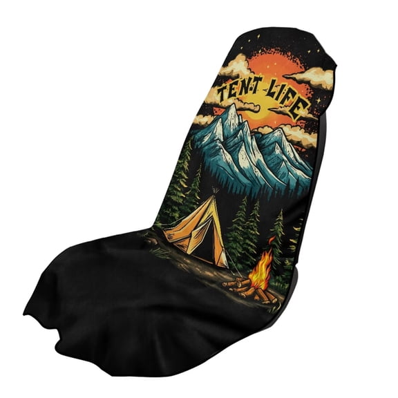 ZUXONGSY Car Seat Cover Towel Tent Life Camping Print Cars Seat Towel Covers Absorbent Auto Front Seat Covers for After Gym Workout, Running, Beach Sports