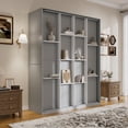 thumbnail image 4 of Mintazer Queen Size Murphy Bed with Rotating Door Shelves, Convertible Wall Platform Bed with Bookcase for Home Bedroom Living Room, Gray, 4 of 21