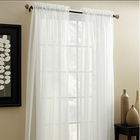 Decotex 2 Piece Elegant Solid Sheer Window Curtain Panels Treatment Drapes (55