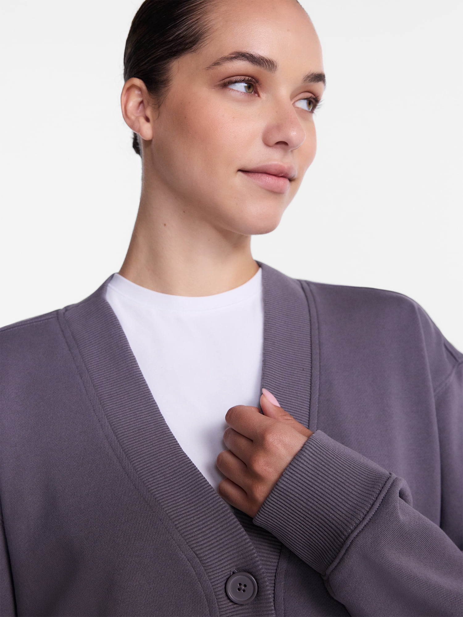 Athletic Works Women's and Women's French Terry Cardigan with Long Sleeves, Sizes XS-4X