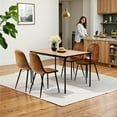 thumbnail image 2 of Homy Casa Set of 4 Modern Dining Chairs with Metal Legs and Upholstery Seats for Kitchen Café, Brown Faux Suede, 2 of 10