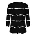 thumbnail image 4 of Ashirexll Womens Summer Tops Fashion 3/4 Sleeve Blouses Crew Neck Stripe Print T-Shirt Loose Casual Shirts Tees Black XL, 4 of 5