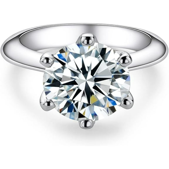 1/2/3/5CT Six Prong Solitaire Moissanite Ring, 925 Sterling Silver Ring, Gift for Wedding, Engagement And Anniversary