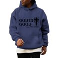 thumbnail image 2 of Men's Letter Print Pullover Hoodie Inspirational Graphic Long Sleeve Sweatshirt, Stylish Text Design, Soft and Warm for Fall and Winter, Great for Casual Outfits and Outdoor Activities,Navy,2XL, 2 of 4