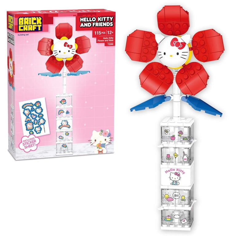 Brickcraft Hello Kitty Flower & Vase Building Kit, 115 Pieces