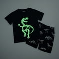 thumbnail image 4 of shoper Toddler Outfits for Boys Crew Neck Dinosaur Print Glow-in-the-Dark Quick Dry Short Sleeve Tee and Shorts Party Outfits Pullover Tops Shorts 2 Piece Outfits Navy 6Y, 4 of 5