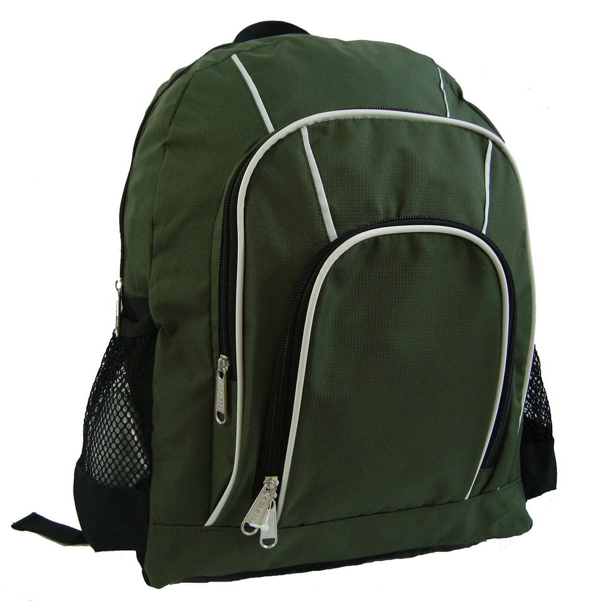 K-Cliffs Unisex 16" Rip-Stop Multi Pocket Backpack School Bag, Olive Green