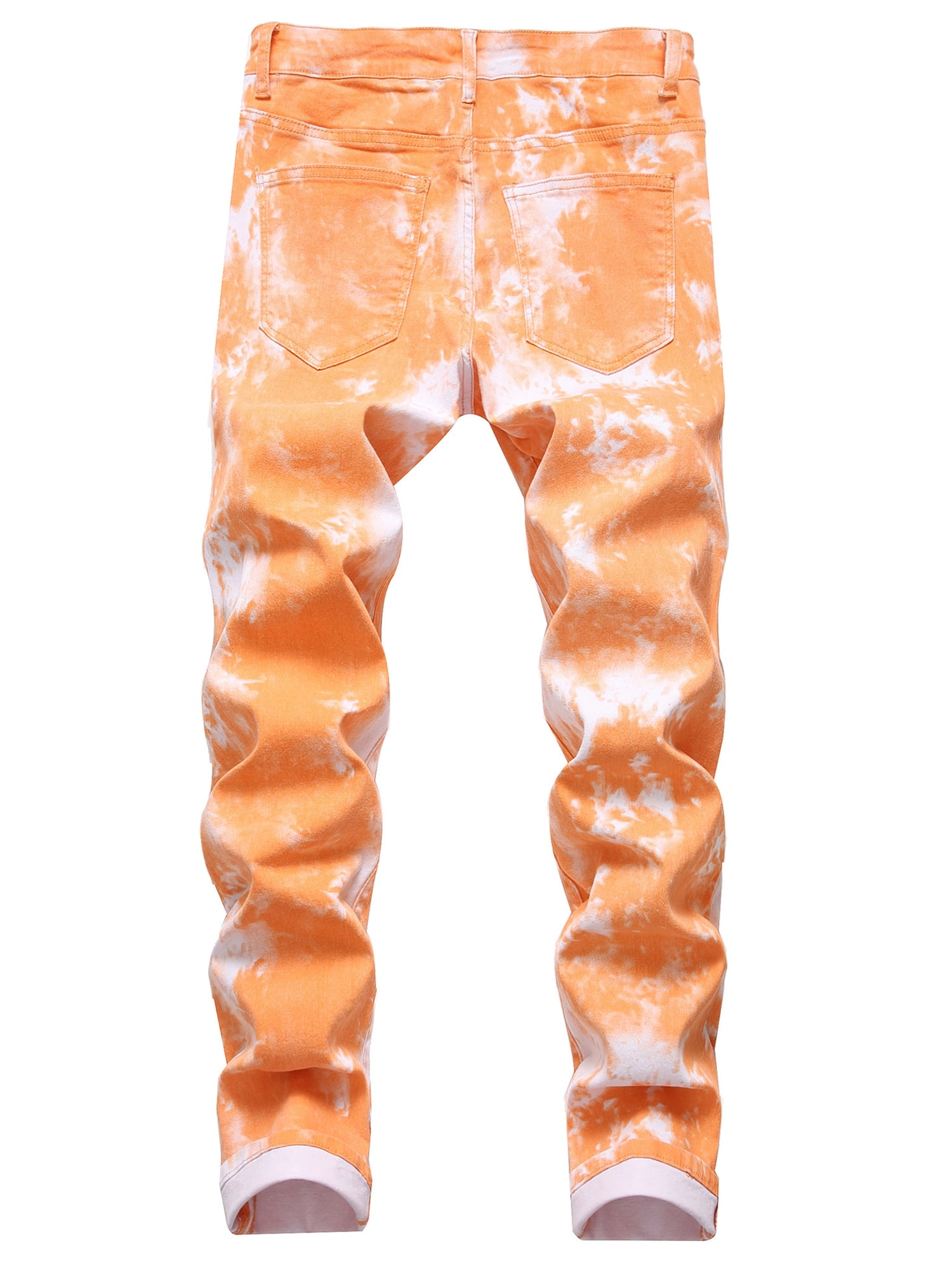 orange biker jeans