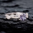 thumbnail image 3 of Round Cut Lab Created Alexandrite Ring - Leaf & Vine Engagement Ring - 18K White Gold Plated Proposal Ring Christmas Gift for Wife, 3 of 4