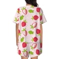 thumbnail image 3 of Bingfone Hand Drawn Strawberry Print Pajamas Sets for Women Soft Short-Sleeved Pjs with Lounge Shorts Two Piece Sleepwear, 3 of 8